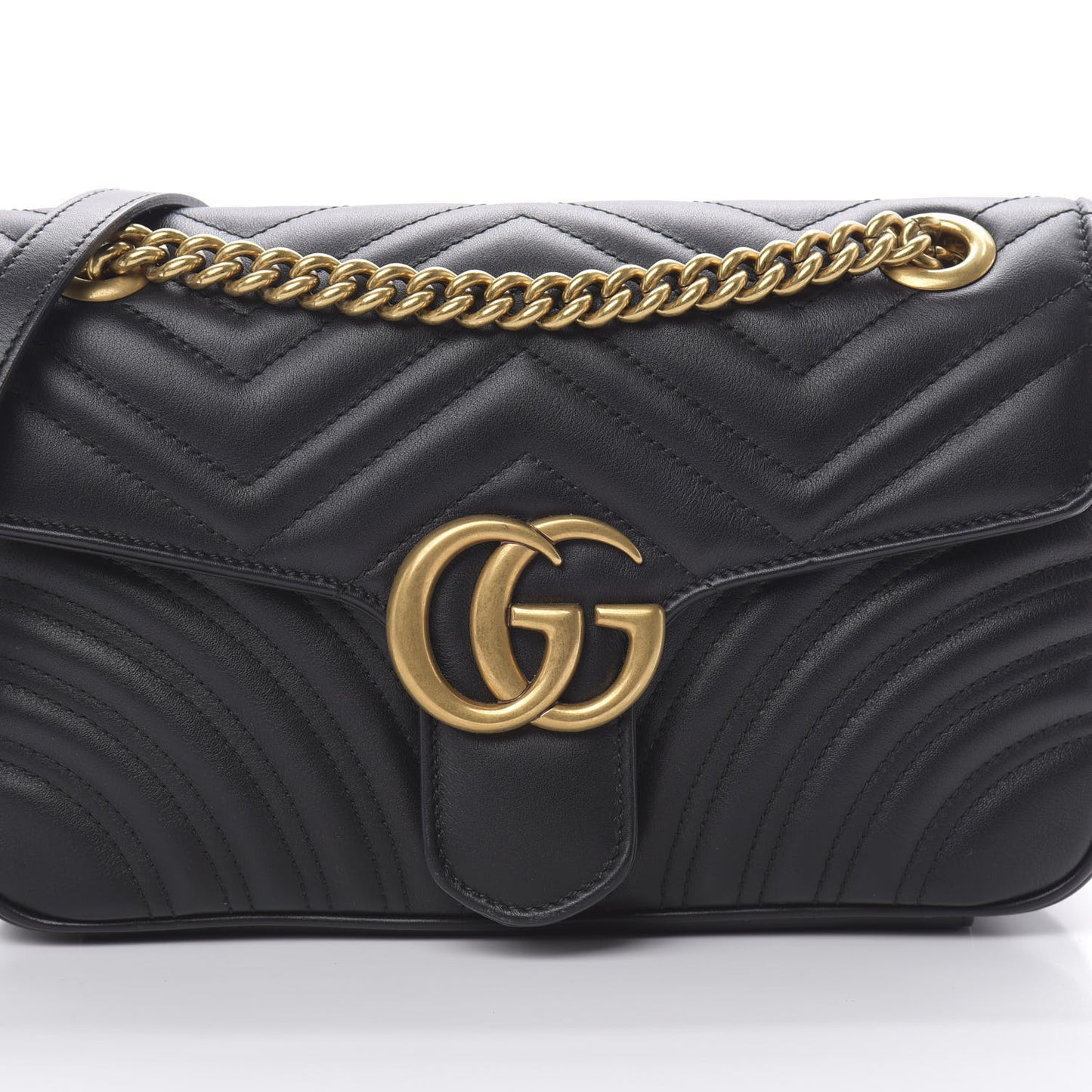 Calfskin Matelasse Small GG Marmont Shoulder Bag Black