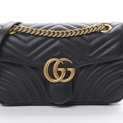 Gucci Calfskin Matelasse Small GG Marmont Shoulder Bag Black 8 of 10