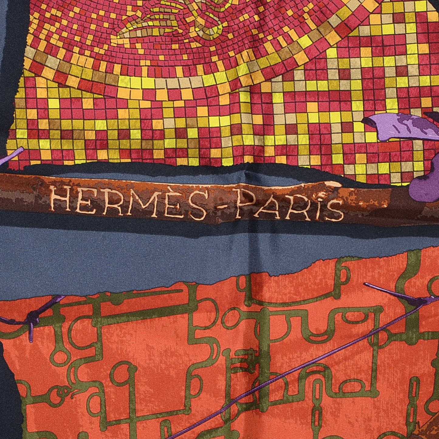 Silk Le Robinson Chic Scarf 90 Anthracite Prune Vert