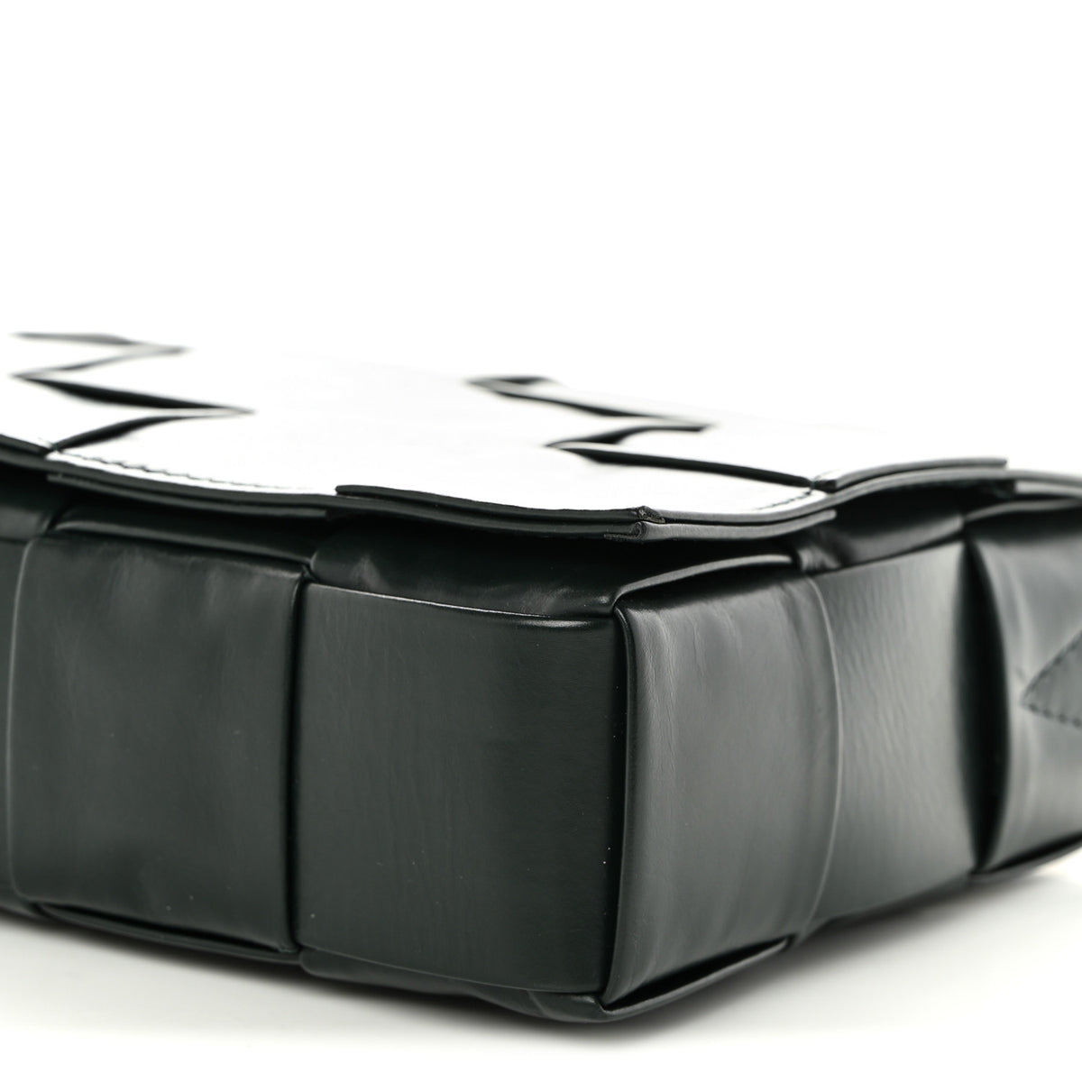 Paper Calfskin Maxi Intreccio Cassette Crossbody Bag Inkwell