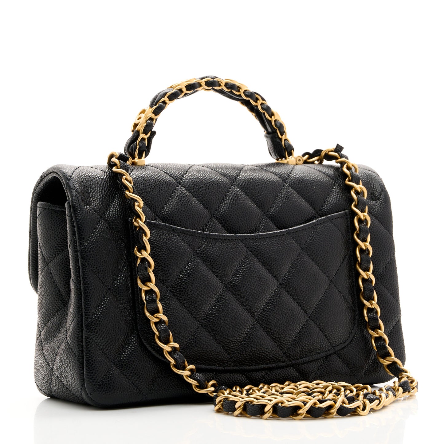 Caviar Quilted Mini Handy CC Flap Burgundy Black
