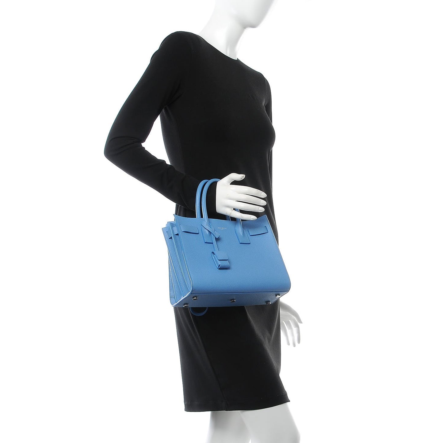 Grained Calfskin Baby Sac De Jour Blue Clair