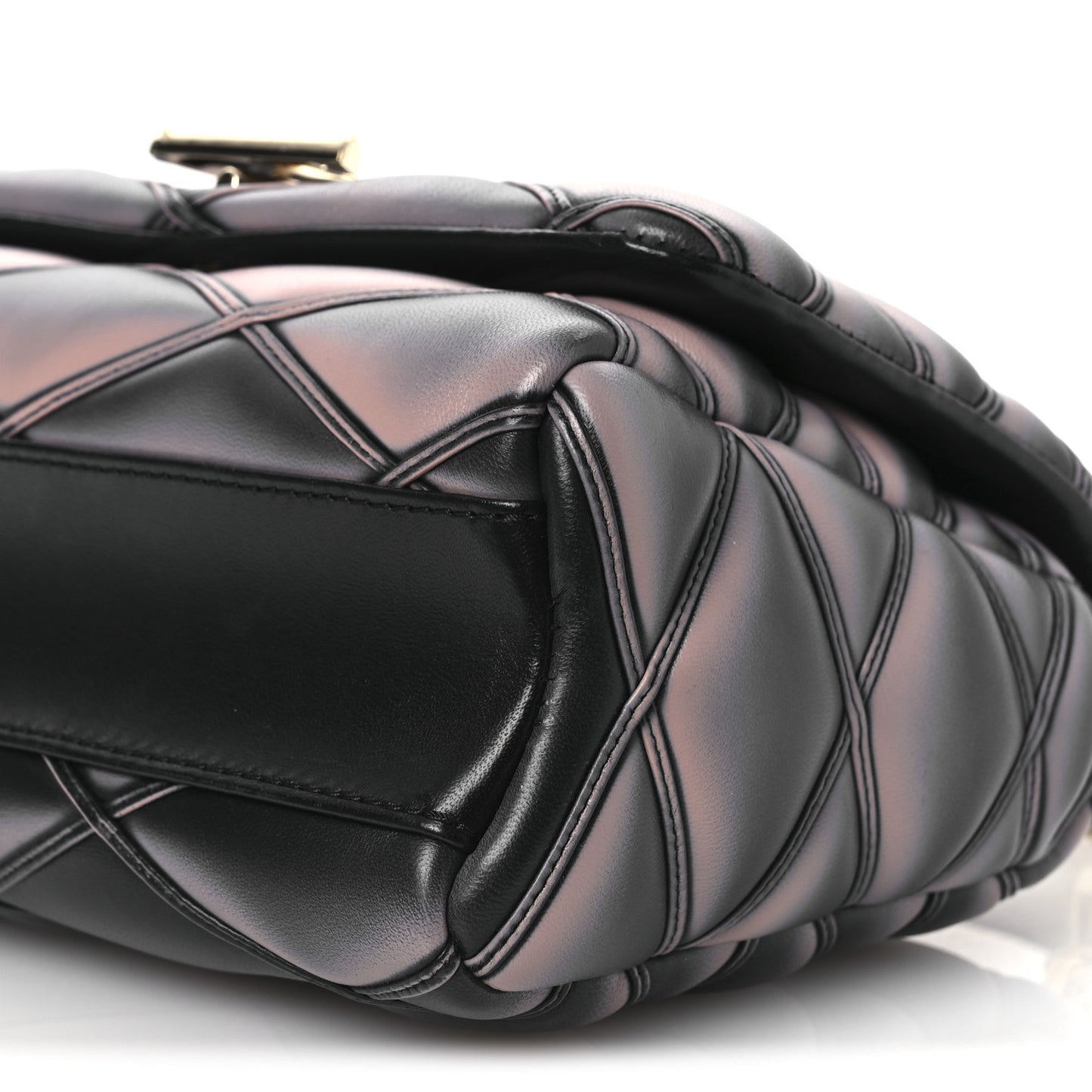 Lambskin Malletage Top Handle GO-14 MM  Black Pink