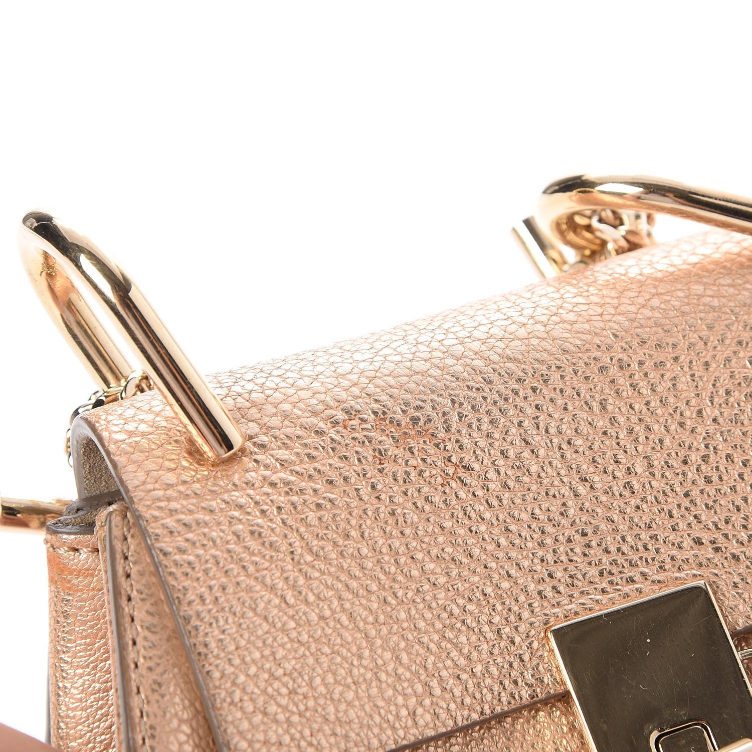 Chloe Metallic Grained Goatskin Nano Drew Shoulder Bag Abstract Gold 9 of 10