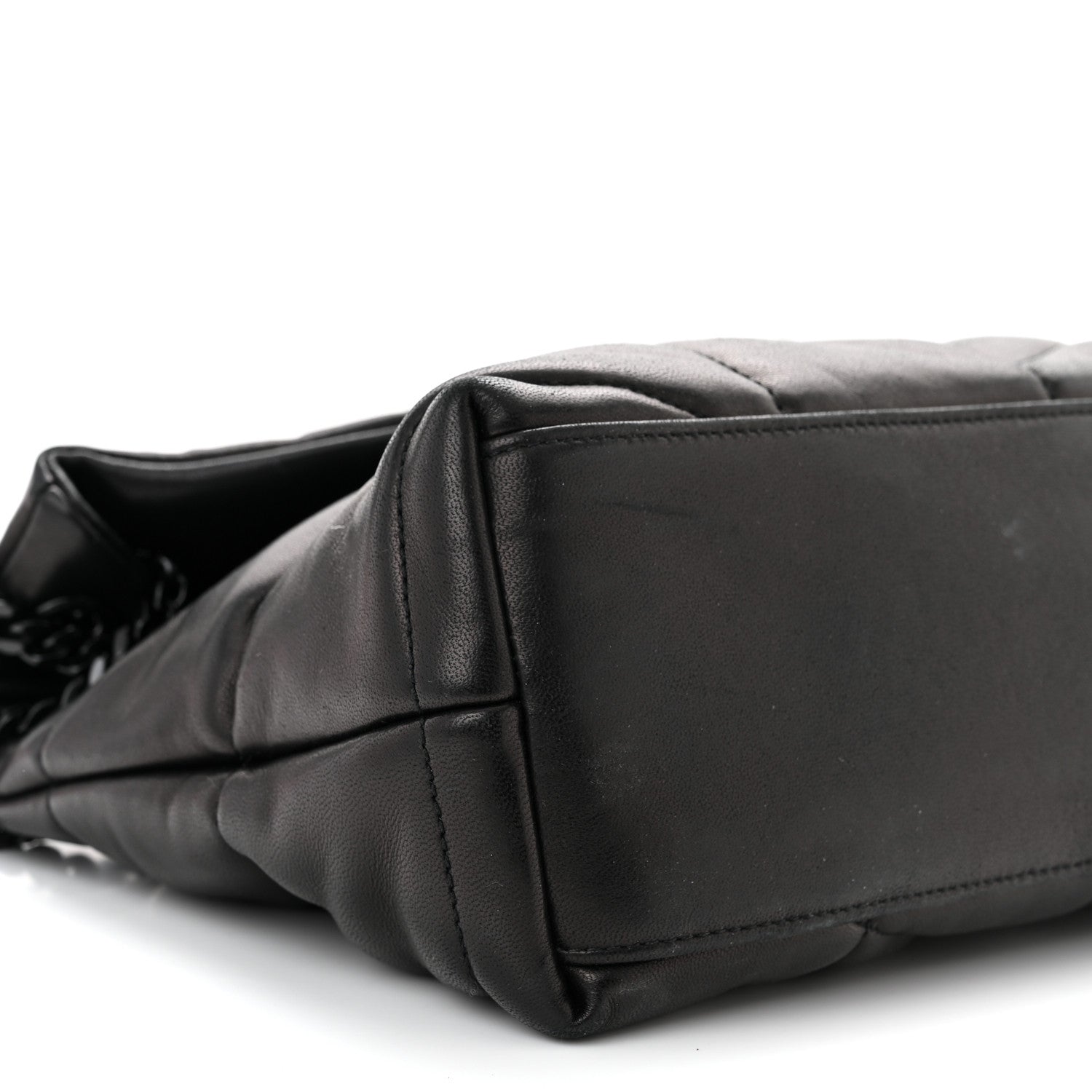 Saint Laurent Lambskin Quilted Monogram Monochrome Small Loulou Puffer Chain Satchel Black 9 of 11
