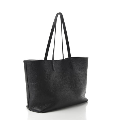 Saint Laurent Calfskin Crocodile Embossed Large Shopper Tote Black 3 of 9