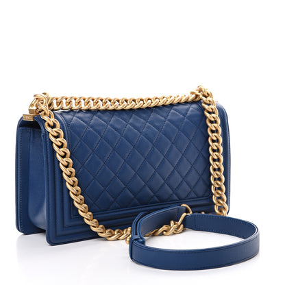 Chanel Caviar Quilted Medium Boy Flap Blue 2 of 8