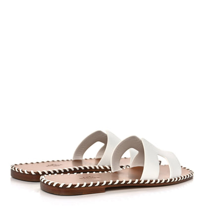 Hermes Box Calfskin Braided Oran Sandals 36.5 White 4 of 10