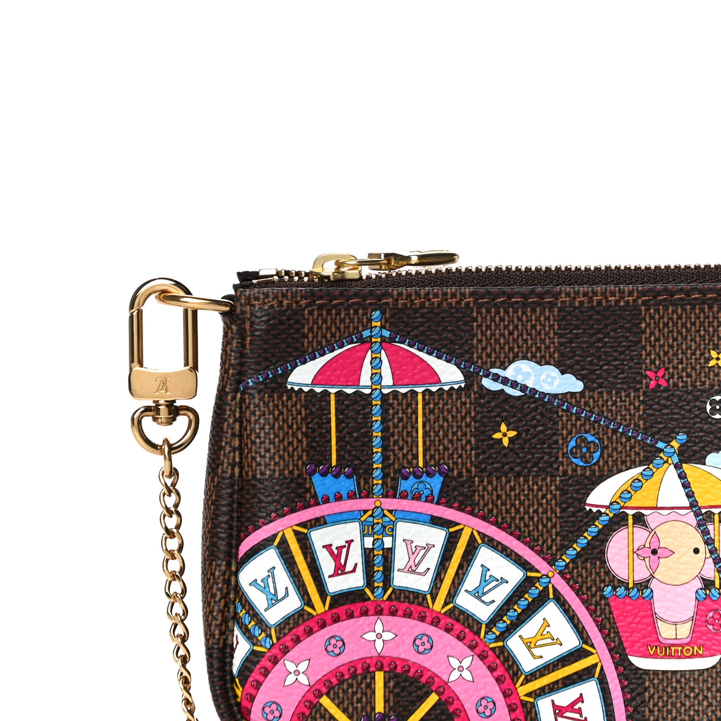 Damier Ebene 2020 Christmas Animation Big Wheel Mini Pochette Accessories Rose Ballerine