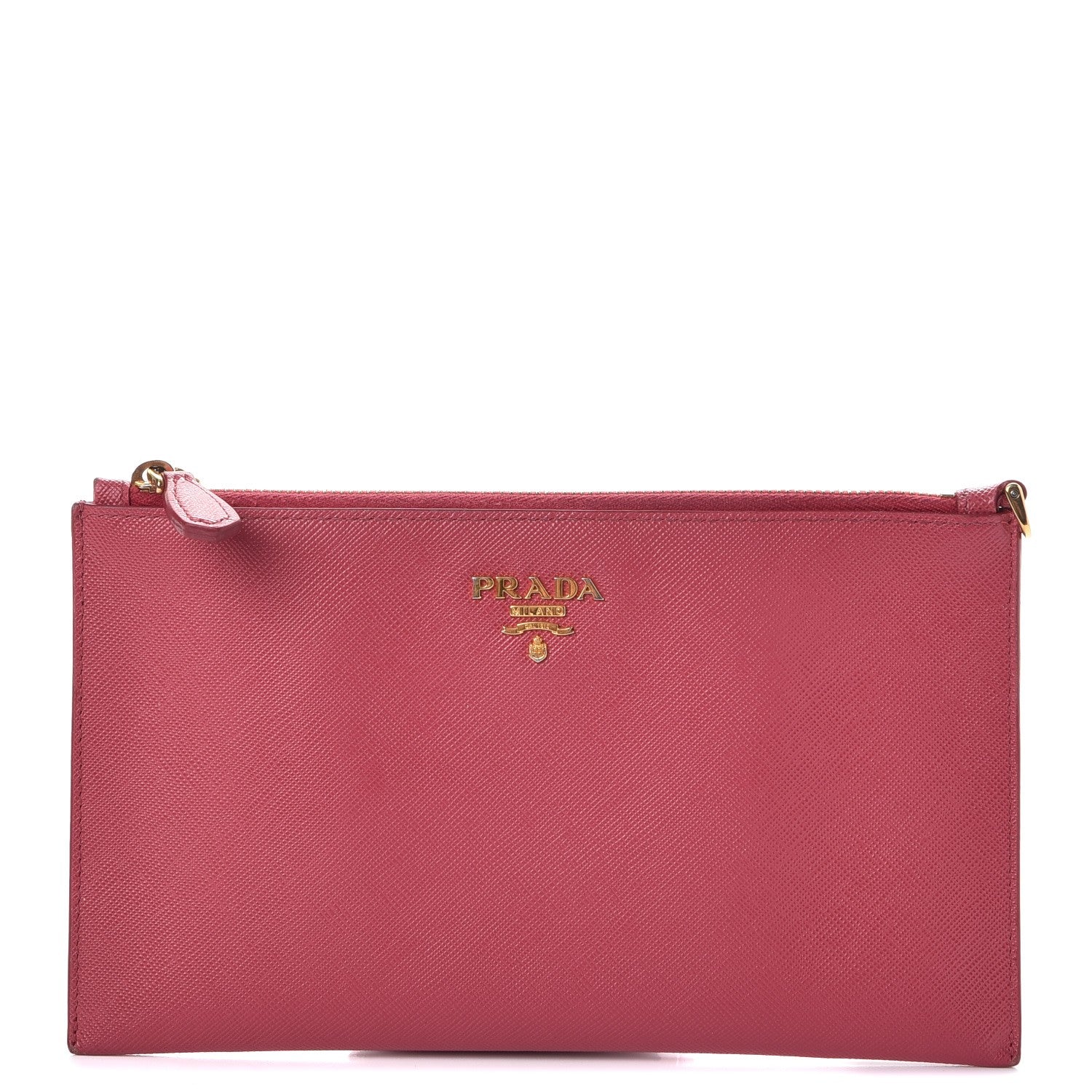 Prada Saffiano Flat Zip Wristlet Peonia 1 of 13
