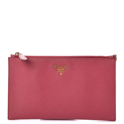 Prada Saffiano Flat Zip Wristlet Peonia 1 of 13