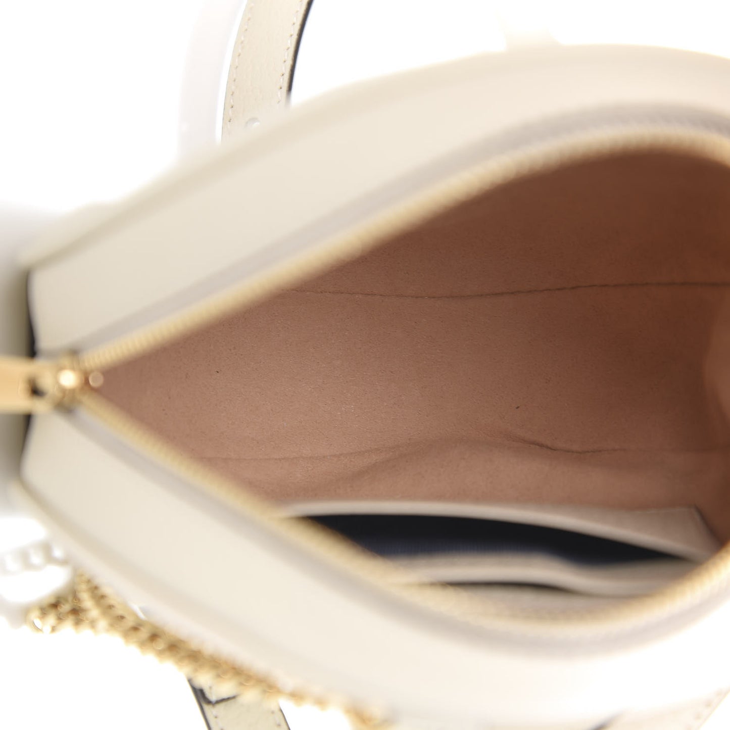 Textured Calfskin Web Mini Ophidia Round Backpack Mystic White