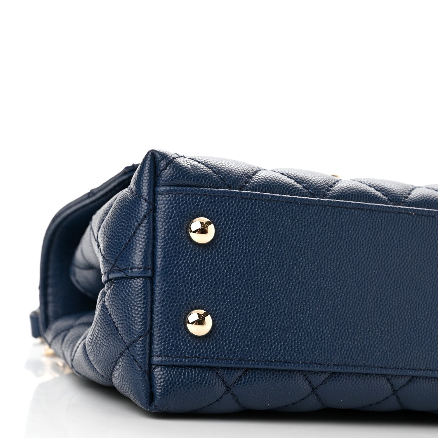 Chanel Caviar Quilted Lizard Embossed Mini Coco Handle Flap Dark Blue 9 of 12