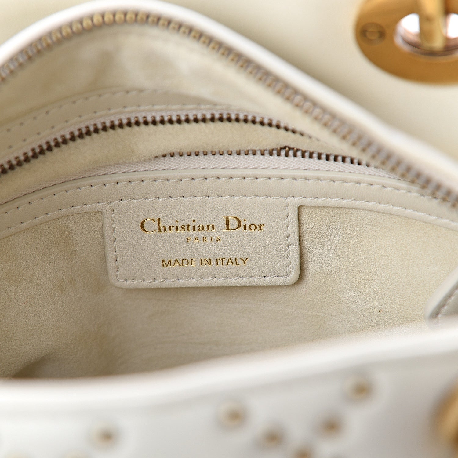 Christian Dior Calfskin Cannage Studded Medium Supple Lady Dior White 5 of 8