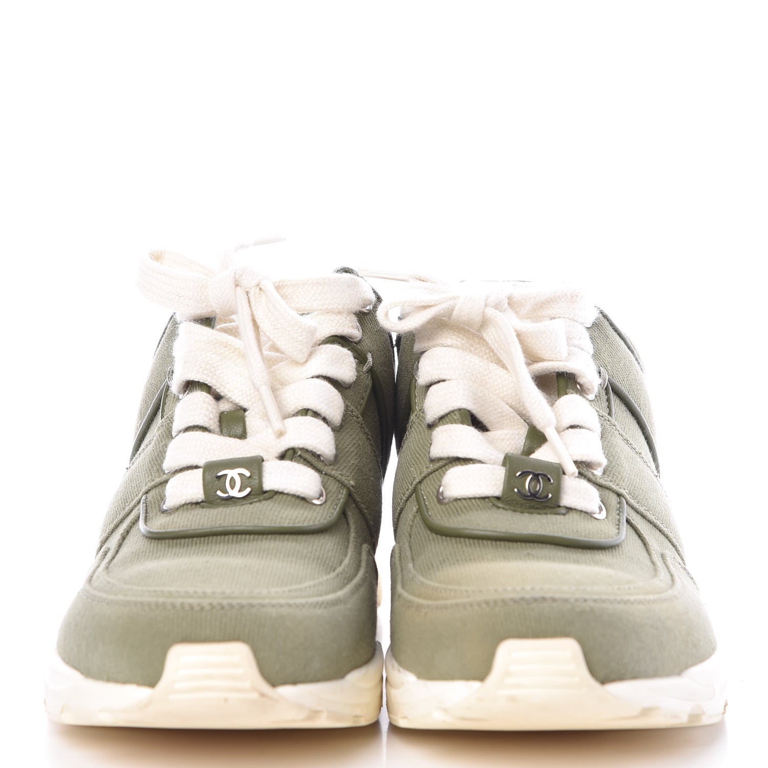 Chanel Fabric CC Sneakers 37.5 Khaki 2 of 11