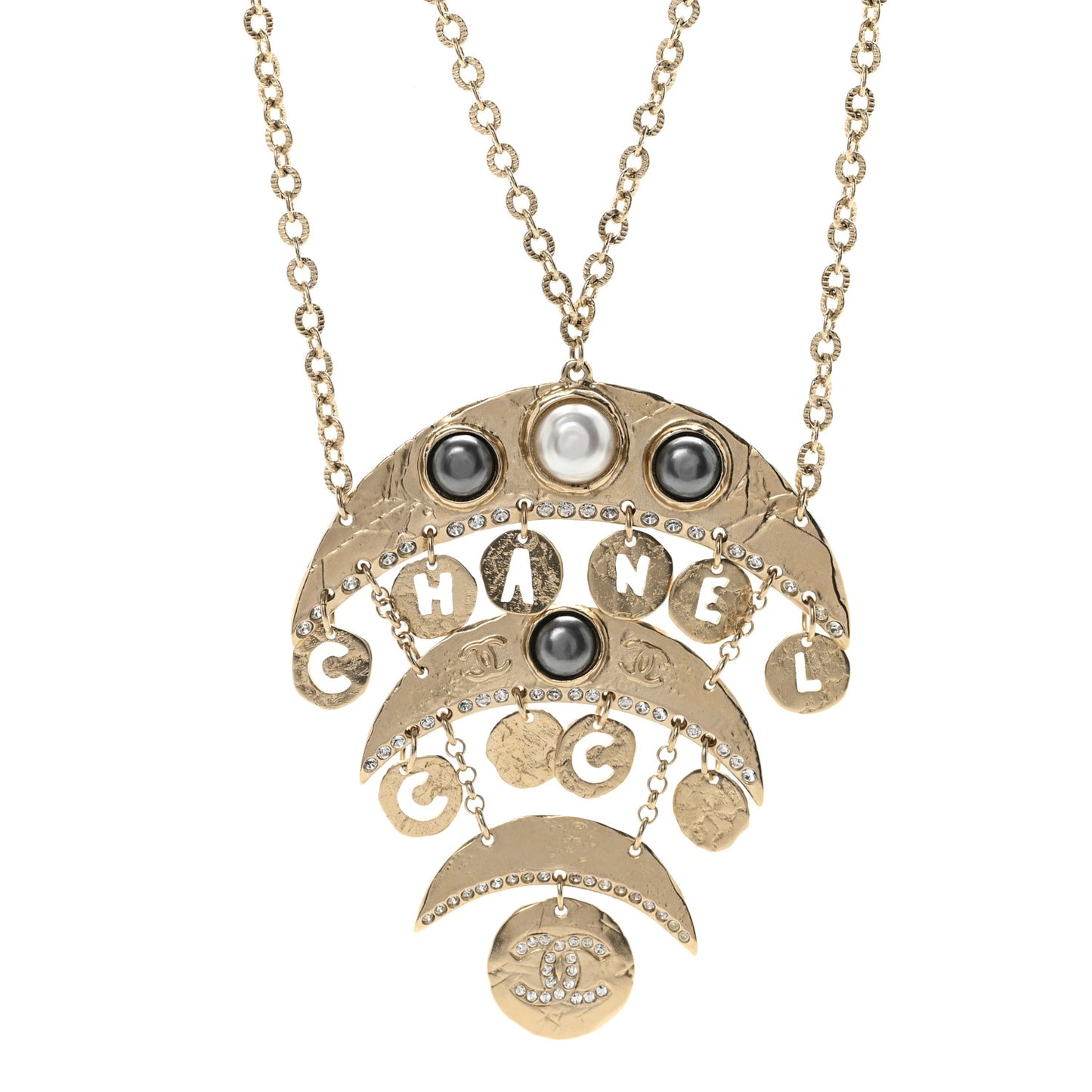 Crystal CC Pearl Drop Pendant Necklace