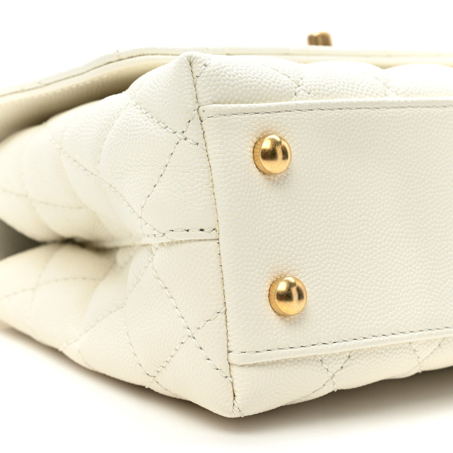 Caviar Quilted Mini Coco Chain Handle Flap White