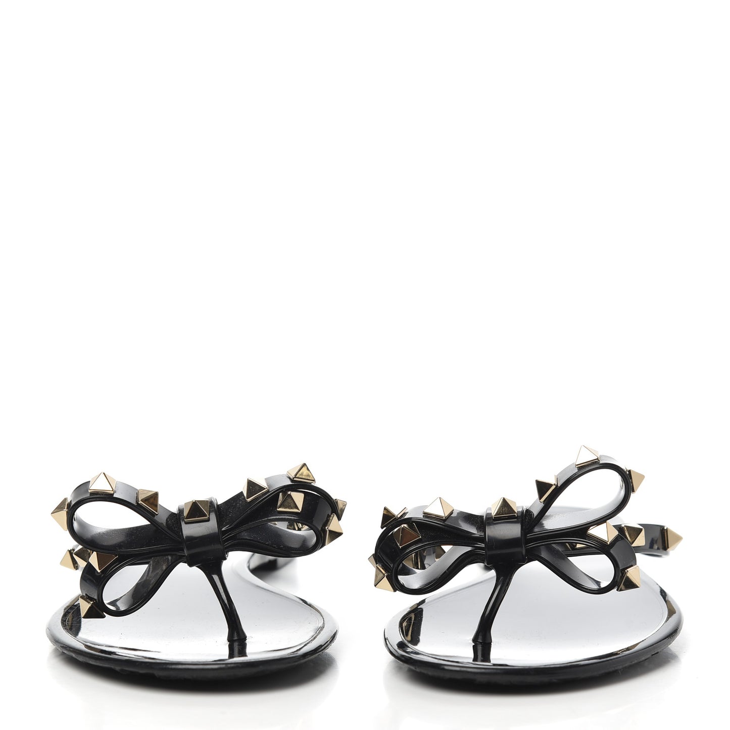 PVC Jelly Rockstud Bow Thong Sandals 38 Black