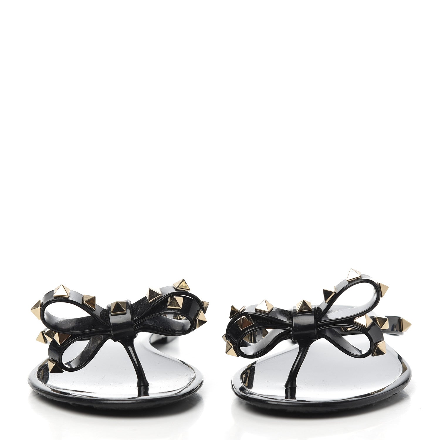 Valentino Garavani PVC Jelly Rockstud Bow Thong Sandals 38 Black 2 of 14