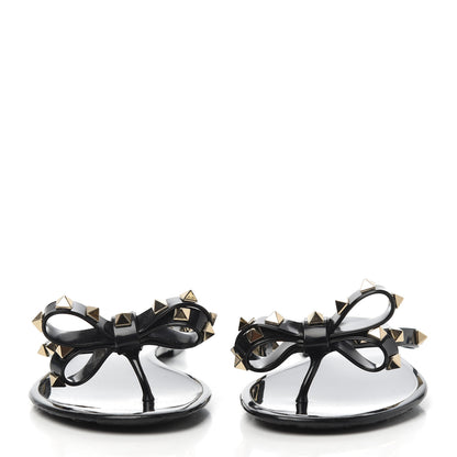 Valentino Garavani PVC Jelly Rockstud Bow Thong Sandals 38 Black 2 of 14