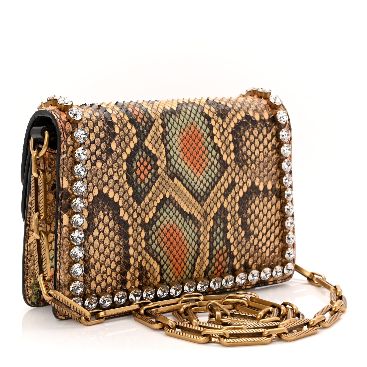 Python Crystal Mini Bee Broadway Shoulder Bag  Gold Cloud Butter Ivory Paradise Cloud
