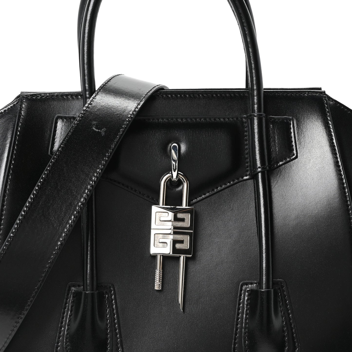 Box Calfskin Small Lock Antigona Shoulder Bag  Black