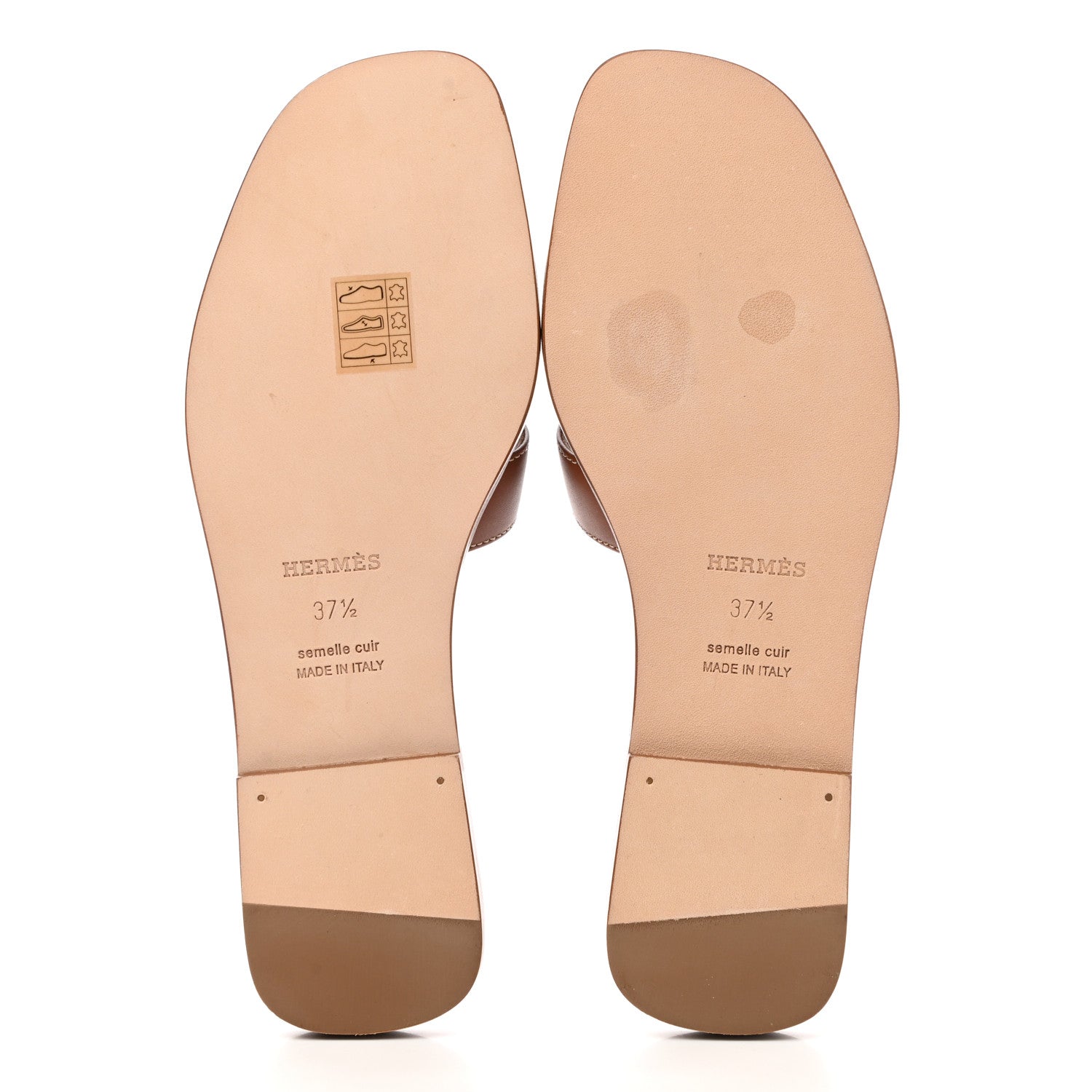 Hermes Box Calfskin Oran Sandals 37.5 Gold 5 of 10