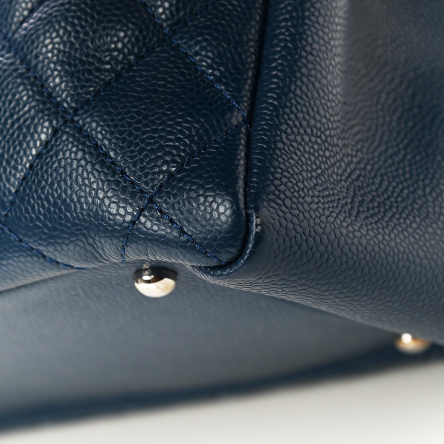 Caviar Quilted XL Grand Shopping Tote GST Navy Blue