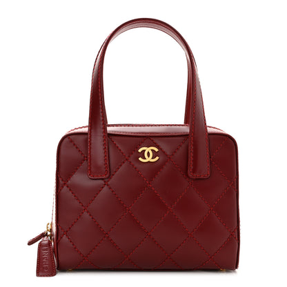 Chanel Calfskin Contrast Stitch Small Surpique Bowler Red 1 of 8