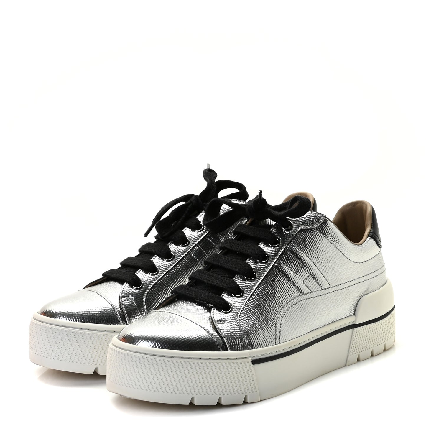 Metallic Epsom Womens Voltage Sneakers 37 Gris Argente Vieilli Black