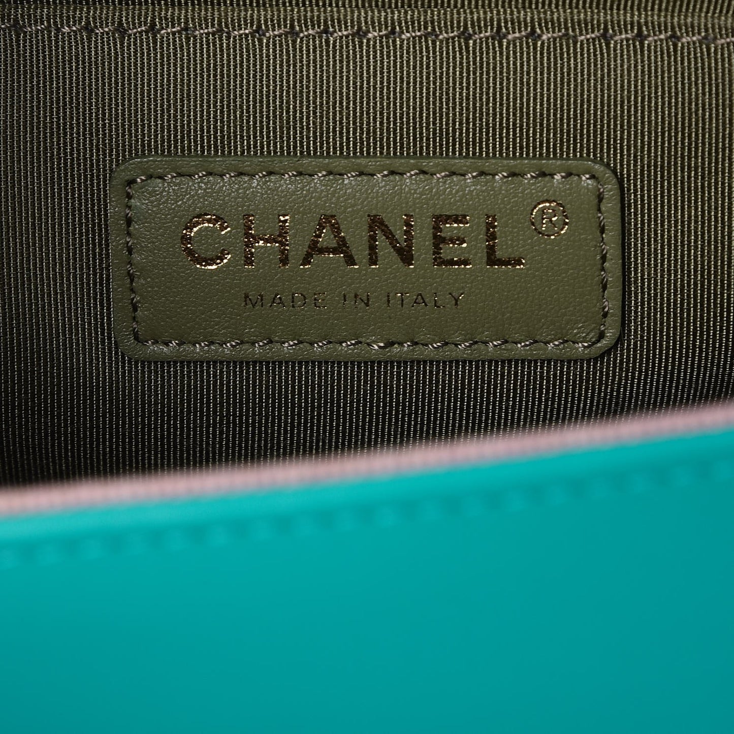 Calfskin Quilted Medium Boy Flap Turquoise