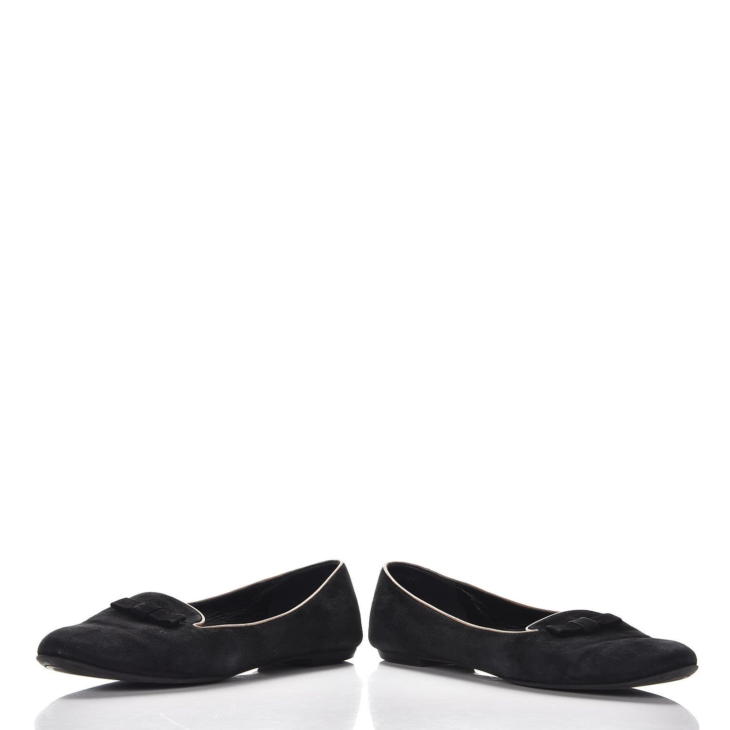 Suede Uniformes Bow Flat Loafers Black