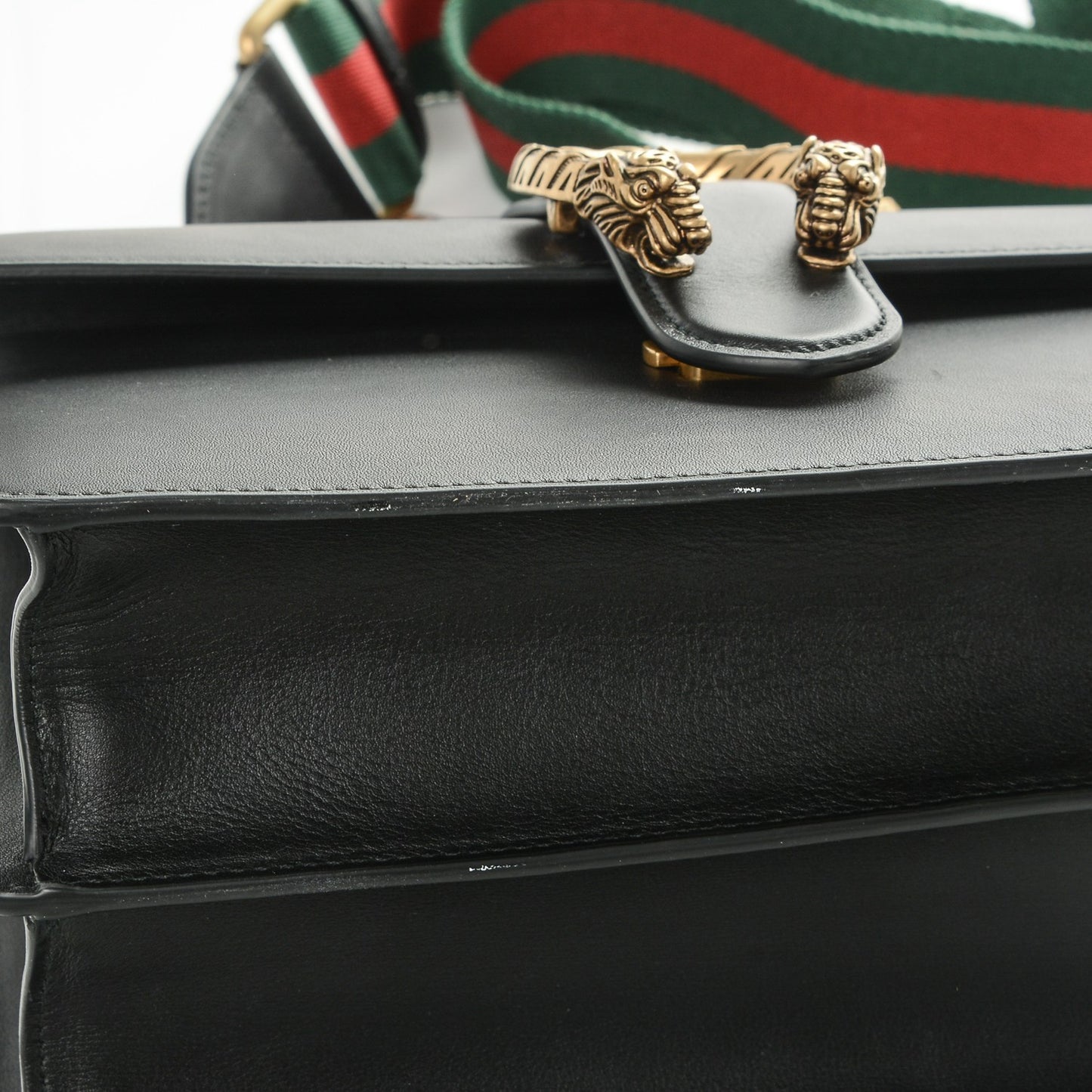 Moon Calfskin Web Medium Dionysus Bamboo Top Handle Bag Black