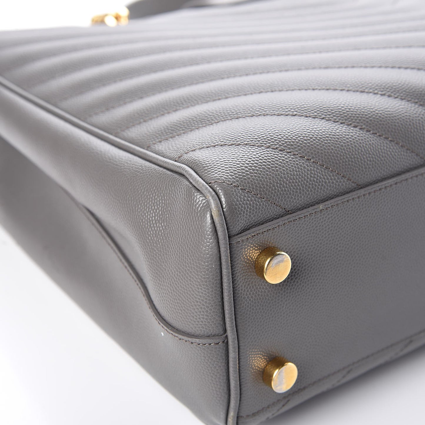 Grain De Poudre Matelasse Chevron Monogram Shopping Bag Fog