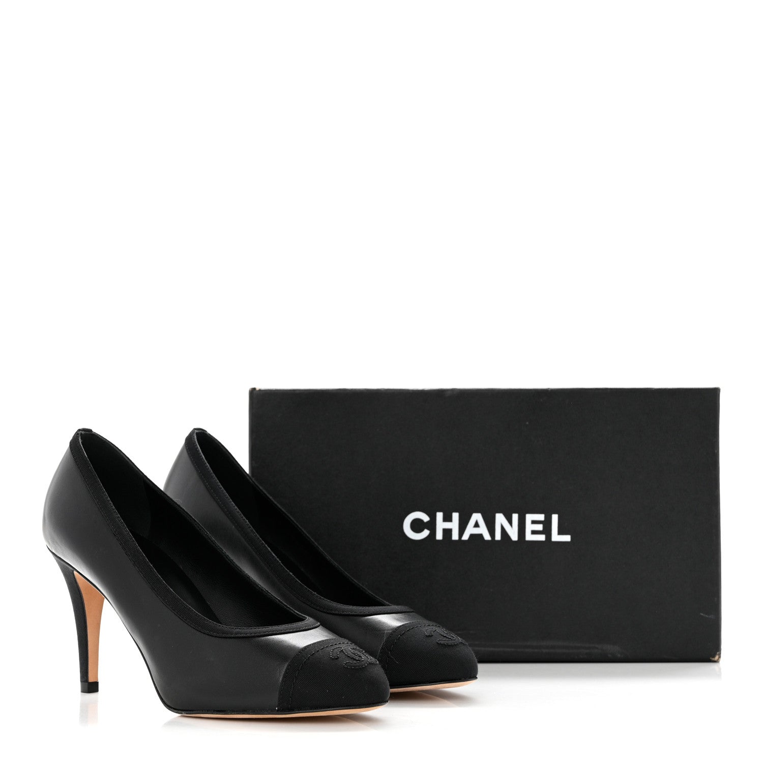 Chanel Lambskin Grosgrain Cap Toe CC Pumps 35.5 Black 9 of 9