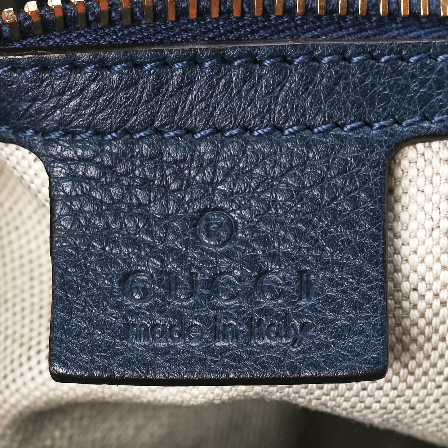 Calfskin Small Bamboo Shopper Tote Navy