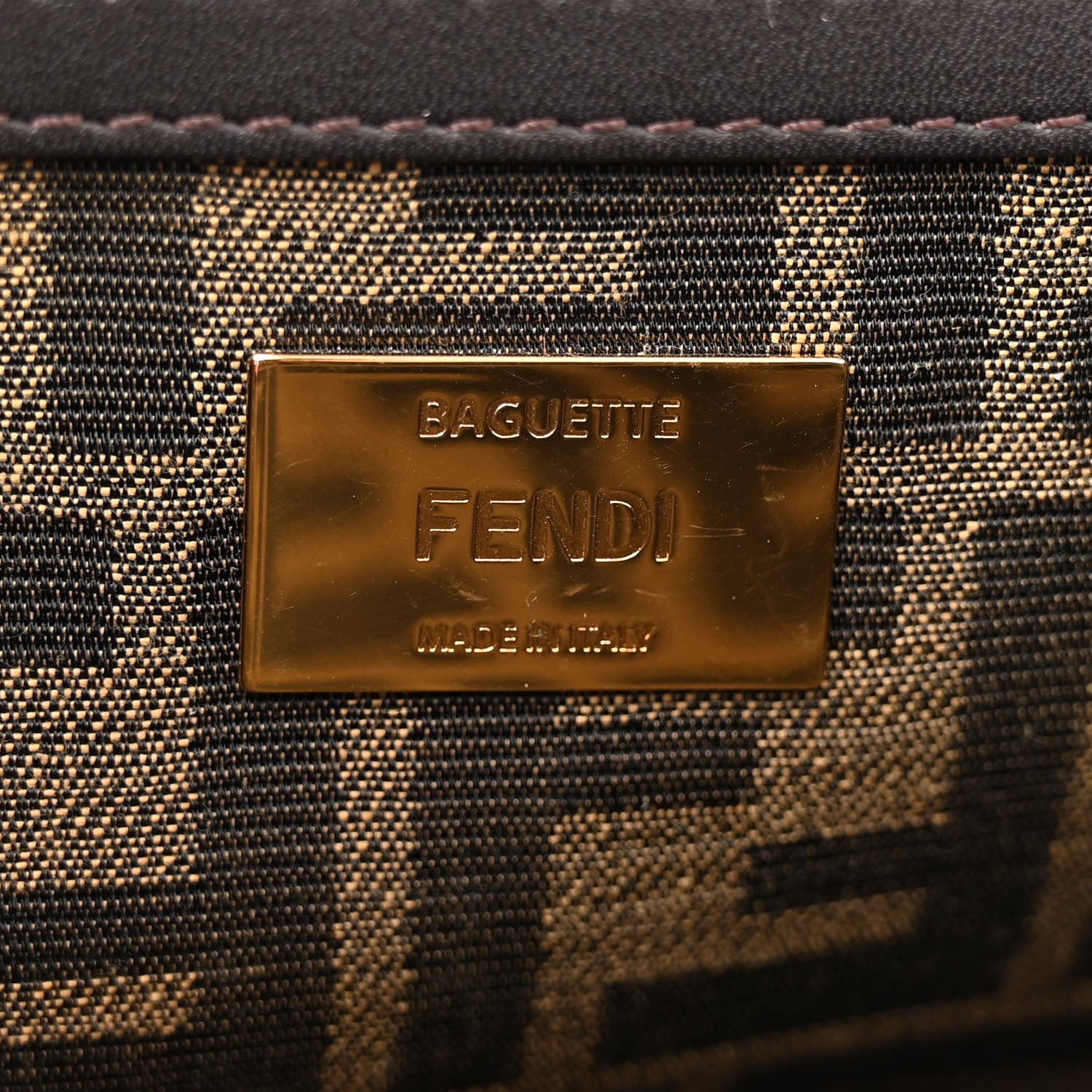 Fendi Fabric Jacquard FF 1974 Medium Baguette Tobacco Moro Black 6 of 12