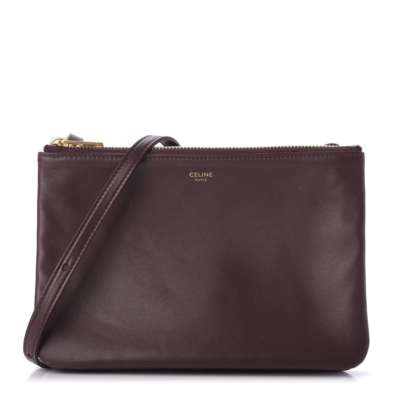 Celine Smooth Lambskin Small Trio Crossbody Bag Burgundy 1 of 10