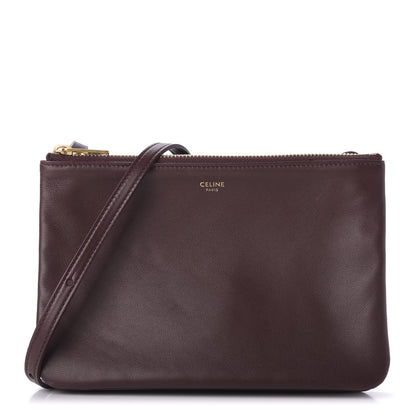 Celine Smooth Lambskin Small Trio Crossbody Bag Burgundy 1 of 10