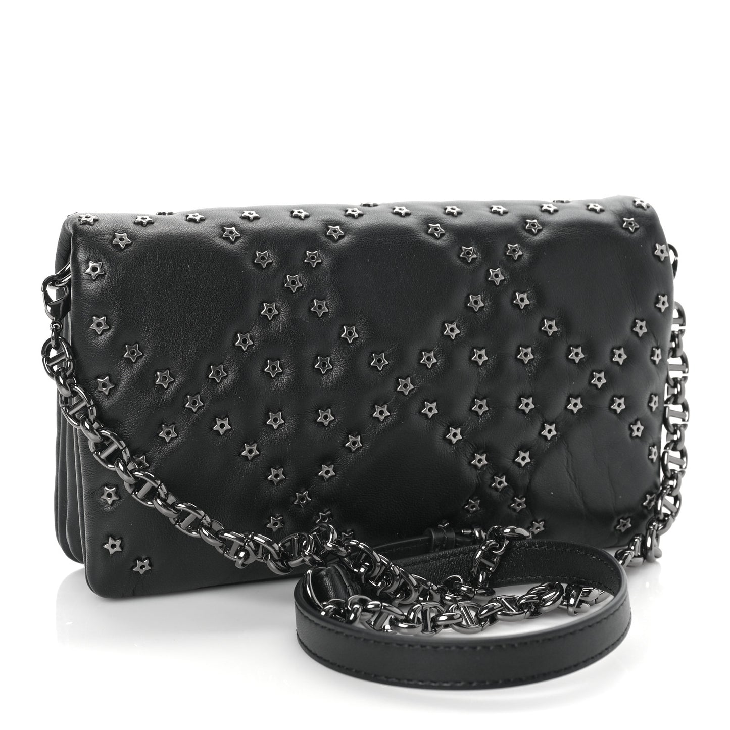 Calfskin Star Motif Macrocannage Mini Caro Bag Black