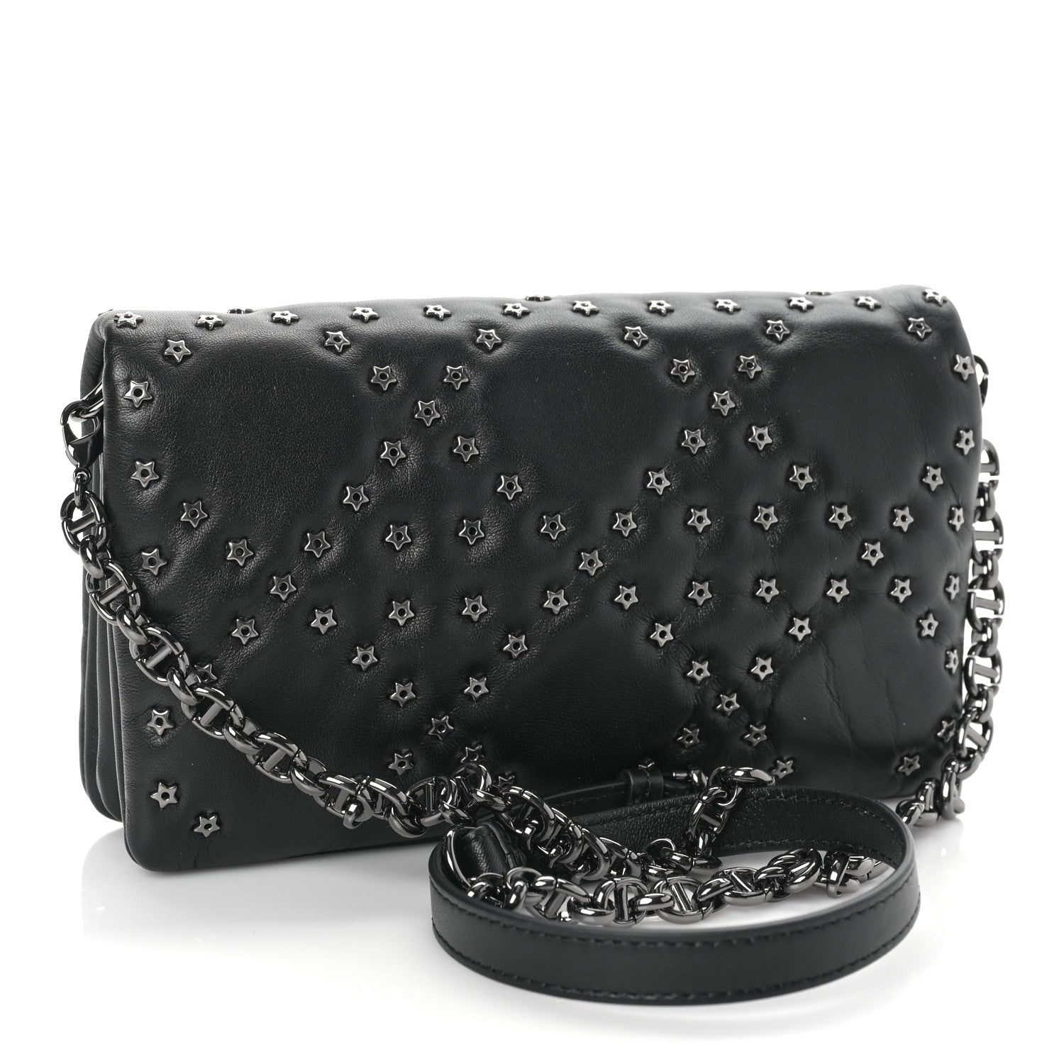 Christian Dior Calfskin Star Motif Macrocannage Mini Caro Bag Black 2 of 6