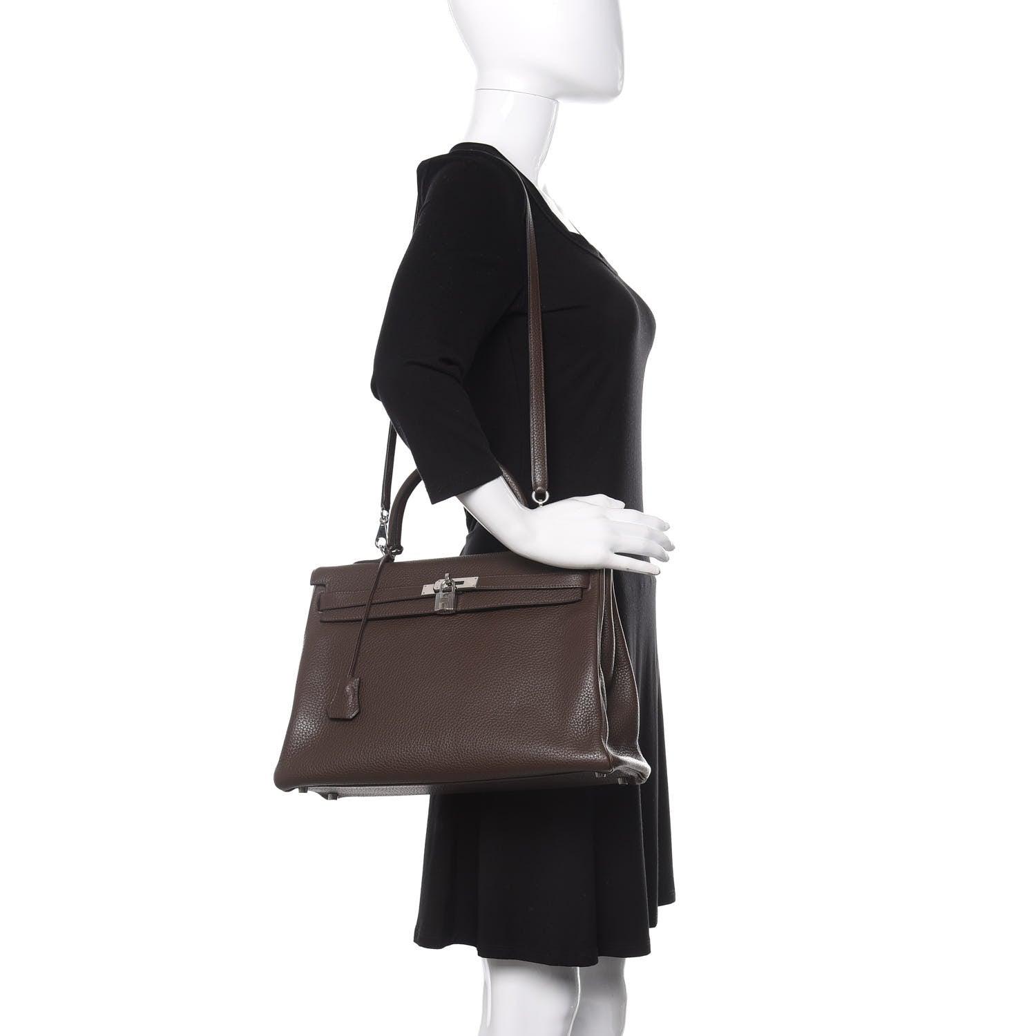 Hermes Taurillon Clemence Kelly Retourne 35 Chocolate 3 of 37