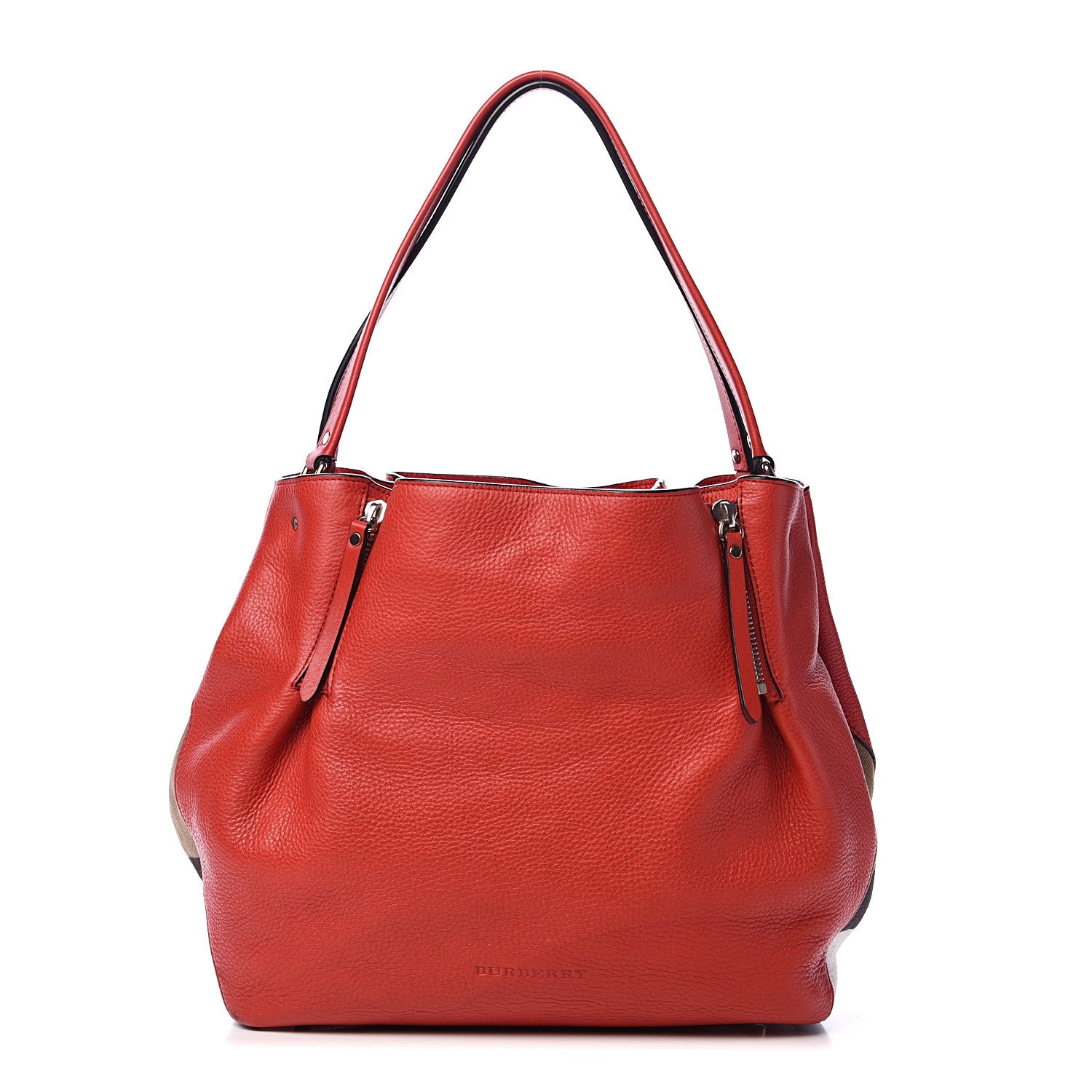 Burberry Grainy Calfskin House Check Medium Maidstone Red 1 of 15