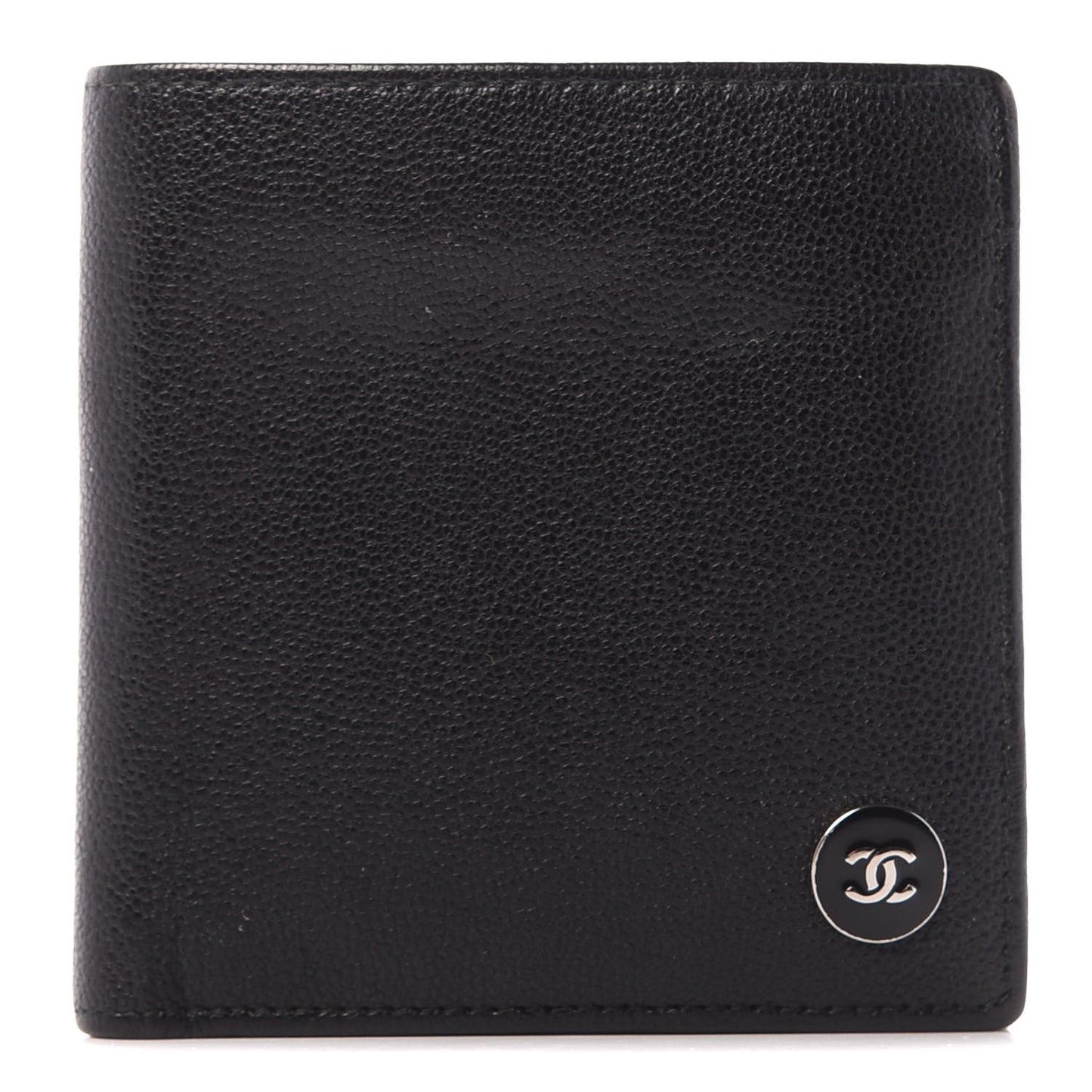 Caviar CC Button Bi-Fold Wallet Black