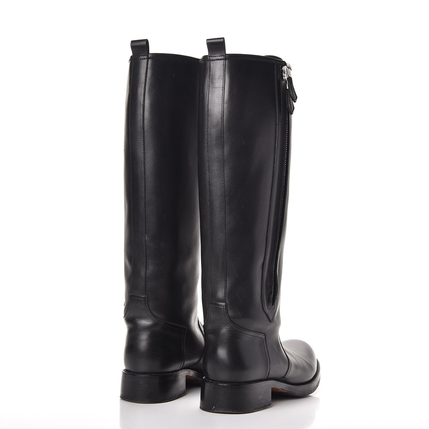 Hermes Box Calfskin Equestrian Land Boots 38 Black 4 of 12