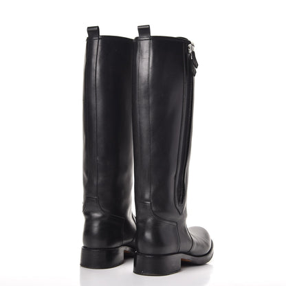 Hermes Box Calfskin Equestrian Land Boots 38 Black 4 of 12