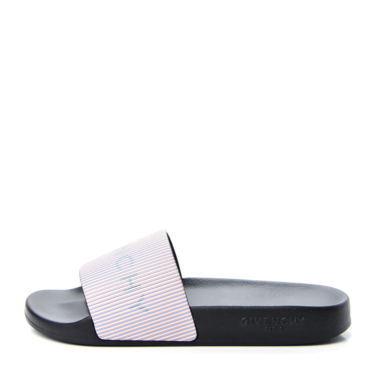 Metallic Calfskin Logo Womens Pool Slide Sandals 37 Light Pink