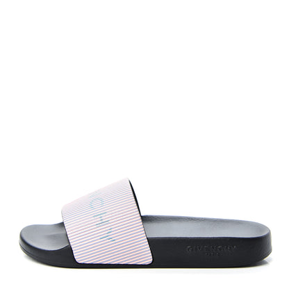 Givenchy Metallic Calfskin Logo Womens Pool Slide Sandals 37 Light Pink 1 of 11