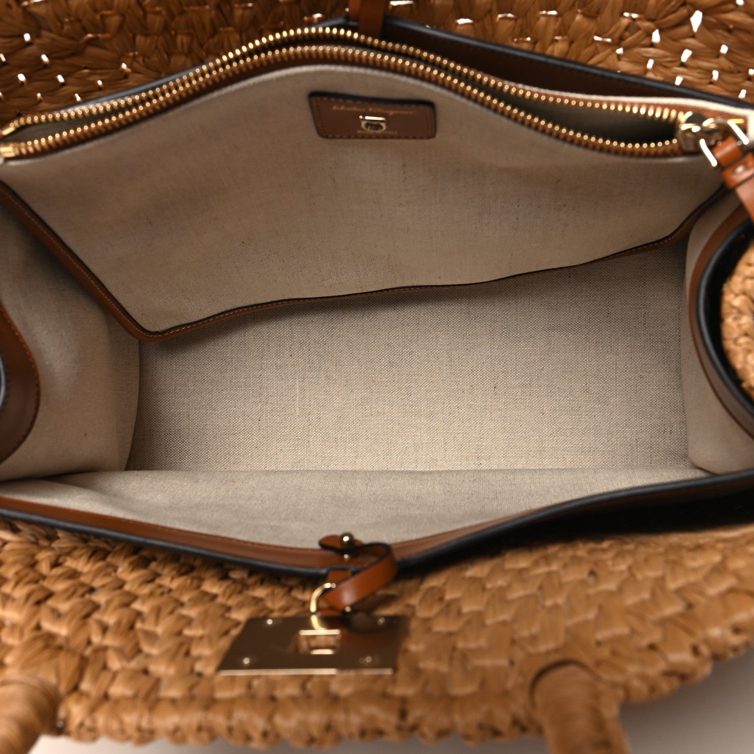 Salvatore Ferragamo Raffia Large The Studio Box Bag Natural 5 of 9