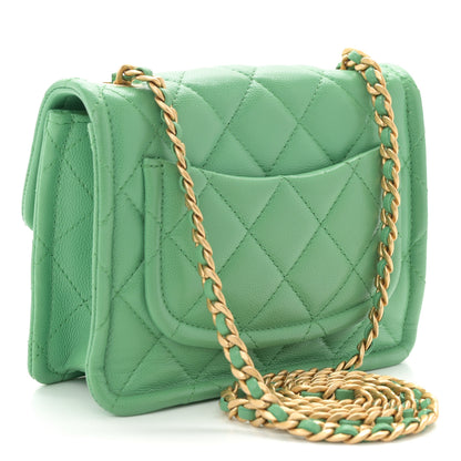 Chanel Caviar Quilted Mini Sweet Classic Flap Green 3 of 10